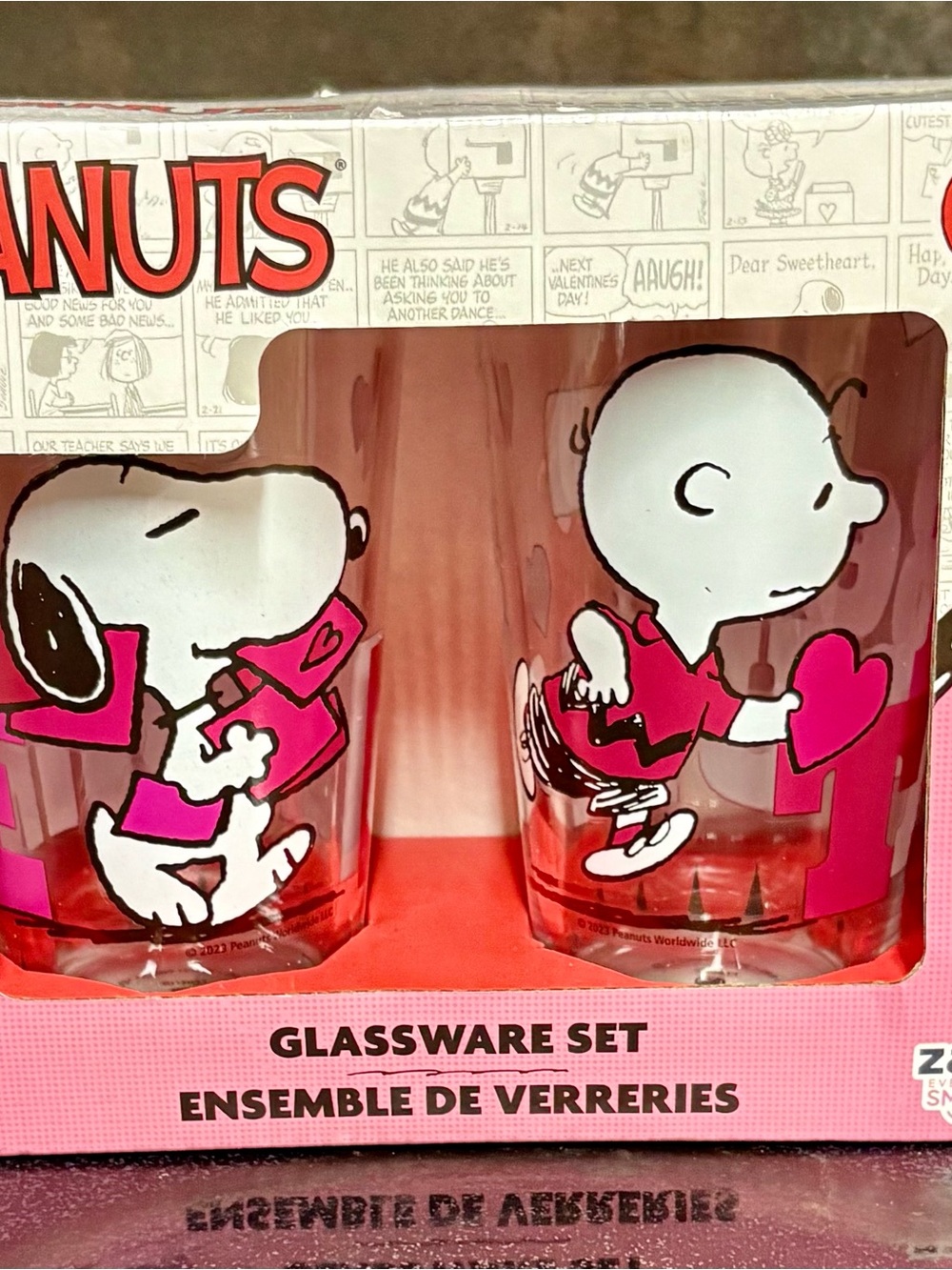 Peanuts Pink Snoopy & Charlie Brown Glass Tumbler Duo